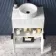 Havana Fluted Coastal White Cabinet with Marble Top & Nevis Basin 600mm - Black Accents