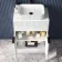 Havana Fluted Coastal White Cabinet with Marble Top & Reno Basin 600mm - Black Accents
