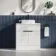 Havana Fluted Coastal White Cabinet with Marble Top & Marin Basin 800mm - Black Accents