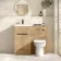 Havana Fluted Country Oak Combination Vanity Basin and Aruba Toilet 1000mm - Black Accents