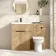 Havana Fluted Country Oak Combination Vanity Basin and Aruba Toilet 1100mm - Black Accents