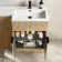 Havana Fluted Country Oak Combination Vanity Basin and Tucson Toilet 1100mm - Black Accents - Right Handed