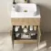 Havana Fluted Country Oak Cabinet with Marble Top & Marin Basin 600mm - Brushed Brass Accents