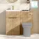 Havana Fluted Country Oak Basin Vanity and Back To Wall Toilet Unit 1000mm (Excludes Toilet) - Brushed Brass Accents