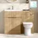Havana Fluted Country Oak Combination Vanity Basin and Aruba Toilet 1100mm - Chrome Handles