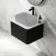 Sorrento Fluted Matt Black Wall Hung Drawer Vanity with Marble Top 600mm - Excludes Counter Top Basin