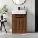 Sicily Fluted Black Walnut Vanity with Semi Recessed Basin 600mm - Black Accents