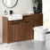 Sicily Fluted Black Walnut Combination Vanity Basin and Aruba Toilet 1500mm - Black Accents