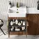 Sicily Fluted Black Walnut Basin Vanity with Marble Top & Back To Wall Unit 1000mm (Excludes Toilet) - Brushed Brass Accents