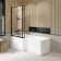 Zurich Easy Clean Matt Black Framed L Shaped Bath Screen - 800mm