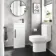 Avon Gloss White Cloakroom Floor Standing Basin Vanity 400mm - Black Accents