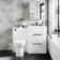 Avon Gloss White Combination Basin Drawer and Aruba Toilet 1100mm - Black Accents