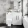 Avon Gloss White Combination Vanity Basin and Atlanta Toilet 1100mm - Black Accents - Right Handed