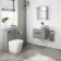 Avon Stone Grey Wall Hung Drawer Vanity with Oval Counter Top Basin 600mm - Black Accents