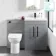 Avon Stone Grey Combination Vanity Basin and Aruba Toilet 1100mm - Black Accents