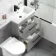 Avon Stone Grey Combination Basin Drawer and Aruba Toilet 1100mm - Black Accents - Right Handed