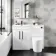 Avon Gloss White Combination Vanity Basin and Boston Toilet 1100mm - Black Accents - Left Handed