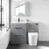 Avon Stone Grey Combination Basin Drawer and Boston Toilet 1100mm - Black Accents - Left Handed