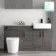 Harper Charcoal Elm Combination Vanity Basin with Marble Top & Boston Toilet 1500mm - Black Accents