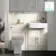 Monaco Chalk White Basin Vanity and Back To Wall Toilet Unit 1200mm (Excludes Pan & Cistern) - Brushed Brass Accents