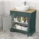 Lucia Midnight Green Vanity with Oak Effect Top & Curved Counter Top Basin 840mm