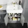 Monaco Dove Grey Combination Vanity Basin with Marble Top and Seattle Toilet 1500mm - Brushed Brass Accents