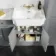 Monaco Dove Grey Combination Vanity Traditional Basin with Marble Top and Seattle Toilet 1500mm - Brushed Brass Accents