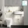 Monaco Chalk White Combination Vanity Traditional Basin with Marble Top & Atlanta Toilet 1200mm - Brushed Brass Accents