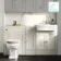Monaco Chalk White Combination Vanity Traditional Basin with Marble Top & Hudson Toilet with Wooden Seat 1500mm - Brushed Brass Accents