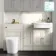 Monaco Chalk White Combination Vanity Traditional Basin with Marble Top and Boston Toilet 1500mm - Brushed Brass Accents