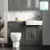 Monaco Graphite Grey Combination Vanity Basin and Seattle Toilet 1200mm - Brass Knurled Handles