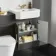 Monaco Graphite Grey Combination Vanity Traditional Basin and Boston Toilet 1200mm - Brass Knurled Handles