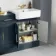 Monaco Inky Blue Combination Vanity Basin and Boston Toilet 1500mm - Brass Knurled Handles