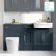 Monaco Inky Blue Combination Vanity Traditional Basin and Boston Toilet 1500mm - Brass Knurled Handles