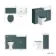 Monaco Midnight Green Combination Vanity Basin and Hudson Toilet with Wooden Seat 1200mm - Brass Knurled Handles