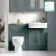 Monaco Midnight Green Combination Vanity Traditional Basin and Seattle Toilet 1200mm - Brass Knurled Handles