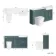 Monaco Midnight Green Combination Vanity Traditional Basin with Marble Top and Boston Toilet 1500mm - Brass Knurled Handles