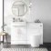 Harper Gloss White Combination Vanity Basin and Boston Toilet 1200mm - Brushed Brass Accents