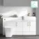 Harper Gloss White Combination Vanity Basin with Marble Top & Houston Toilet 1500mm - Brushed Brass Accents