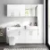 Harper Gloss White Combination Vanity Basin with Marble Top & Houston Toilet 1500mm - Brushed Brass Accents