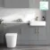 Harper Stone Grey Combination Vanity Basin with Marble Top & Tucson Toilet 1500mm - Brushed Brass Accents