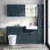 Harper Navy Blue Combination Vanity Basin and Tucson Toilet 1500mm - Brushed Brass Accents