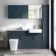 Harper Navy Blue Combination Vanity Basin with Marble Top & Houston Toilet 1500mm - Brushed Brass Accents