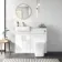 Harper Gloss White Combination Vanity Basin with Marble Top & Houston Toilet 1000mm - Brushed Brass Accents