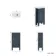 Bermuda Inky Blue Cloakroom Basin Vanity 400mm - Brass Knurled Handles