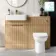 Sicily Fluted Country Oak Combination Vanity Basin and Aruba Toilet 1200mm - Brushed Brass Accents