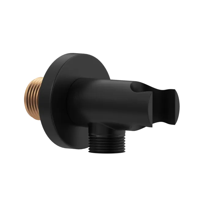 Matt Black Round Shower Outlet with Bracket