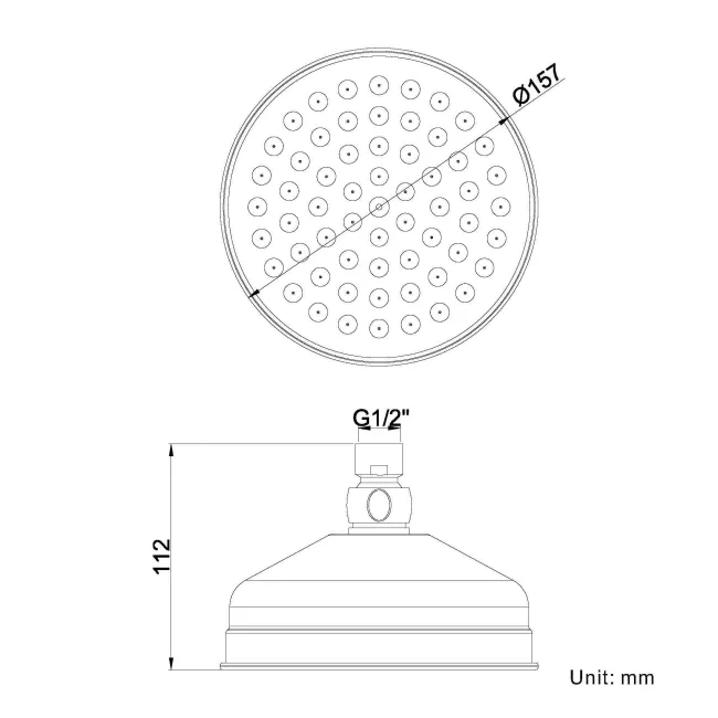 150mm Chrome Traditional Brass Shower Head