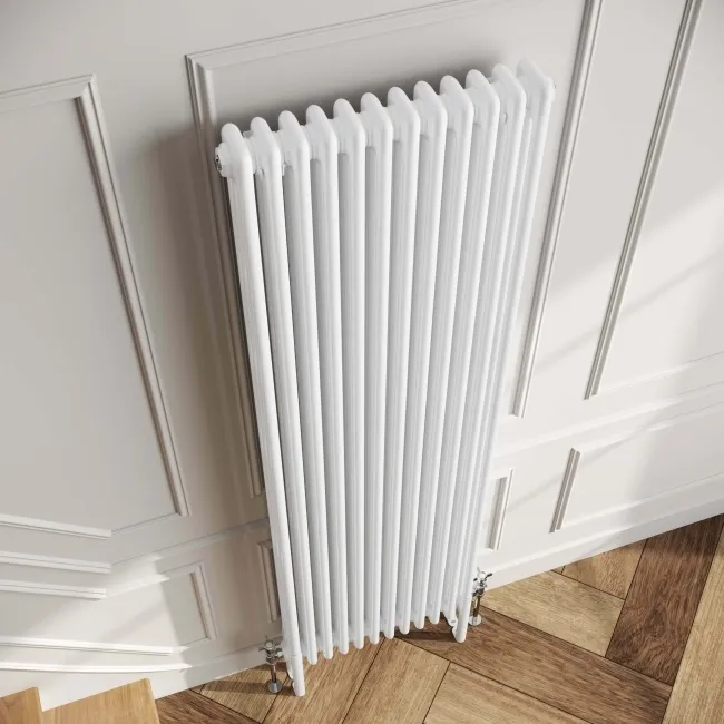 Athens White Double Column Vertical Traditional Radiator 1800x560mm