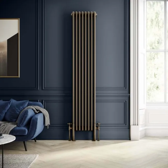 Athens Antique Gold Double Column Vertical Traditional Radiator 1800x380mm